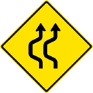 Image of a Two-Lane Double Reverse Curve Sign (W24-1AL)