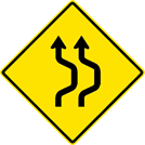 Image of a Two-Lane Double Reverse Curve Sign (W24-1AR)