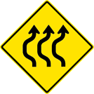 Image of a Three-Lane Double Reverse Curve Sign (W24-1BL)