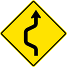 Image of a Single Lane Double Reverse Curve Sign (W24-1L)