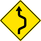 Image of a Single Lane Double Reverse Curve Sign (W24-1R)