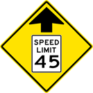 Image of a Speed Reduction Sign (W3-5)