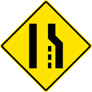 Image of a Pavement Width Transition — Right Lane Ends Sign (W4-2R)