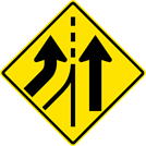 Image of a Left Lane Added Sign (W4-3L)