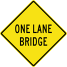 Image of a One Lane Bridge Sign (W5-3)