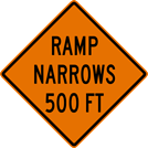 Image of a Ramp Narrows Sign (W5-4)