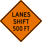 Image of a Lanes Shift Sign (W5-5)