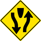 Image of a Divided Highway Sign (W6-1)