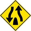 Image of a Divided Highway Ends Sign (W6-1)