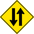 Image of a Two-Way Traffic Sign (W6-3)