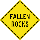 Image of a Fallen Rocks Sign (W8-14)