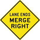 Image of a Lane Ends Merge Right Sign (W9-2R)