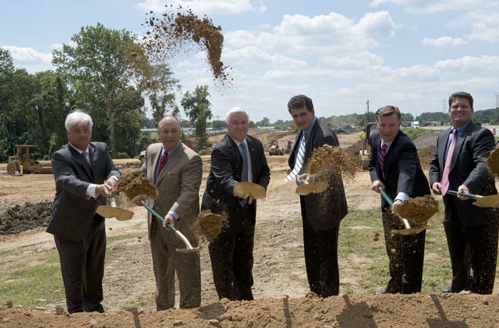 Picture of the groundbreaking ceremony for the Interstate 95 and Pennsylvania Turnpike interchange in 2013