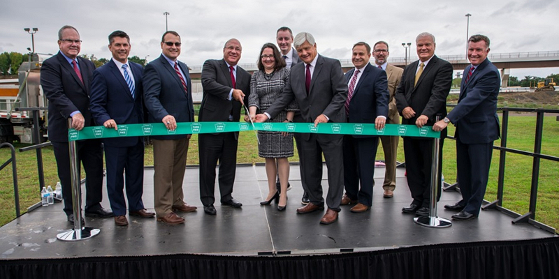 Picture of the ribbon cutting ceremony for the Interstate 95 and Pennsylvania Turnpike interchange in 2018