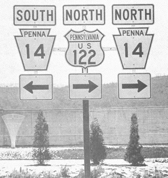 Picture of a US 122 directional assembly in Sunbury at the start of the PA 14 multiplex in Sunbury